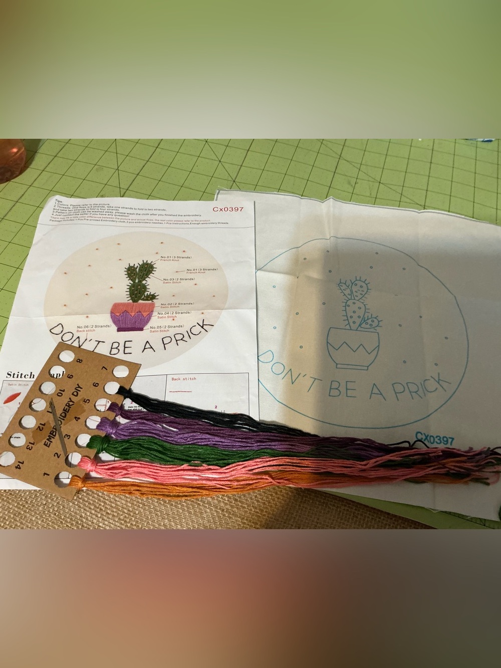 Don't Be a Prick Cactus Embroidery Kit
